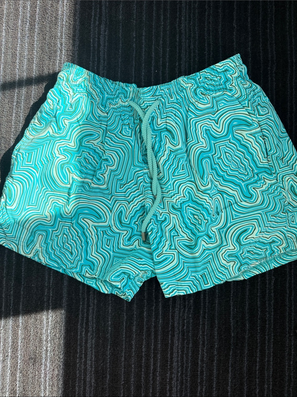 Men’s Turquoise Patterned Drawstring Bathing Suit